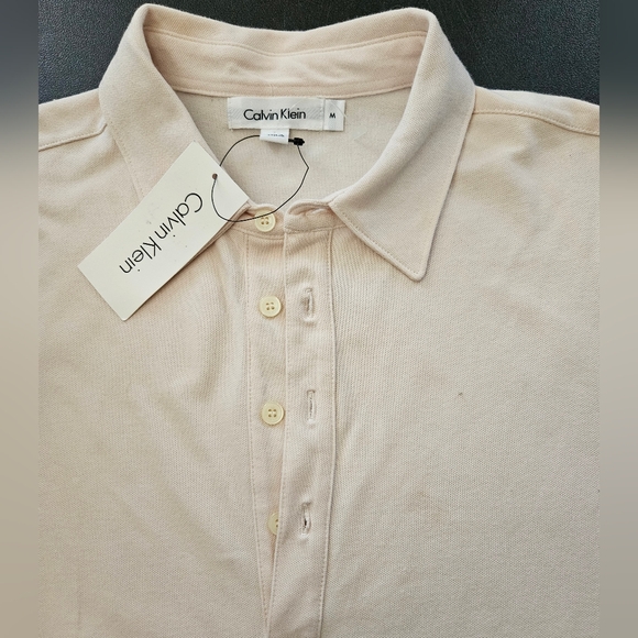 NWT - Calvin Klein Cotton Stretch Light Pink Polo Shirt - Size M - Picture 3 of 9